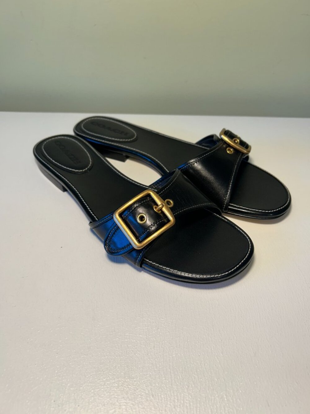 Coach Women's Margot Leather Flat Sandal - Picture 6 of 16